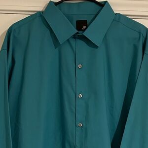 jf j.ferrar Men's Aqua Blue Dress Shirt for Men. Size:XXL Excellent Condition